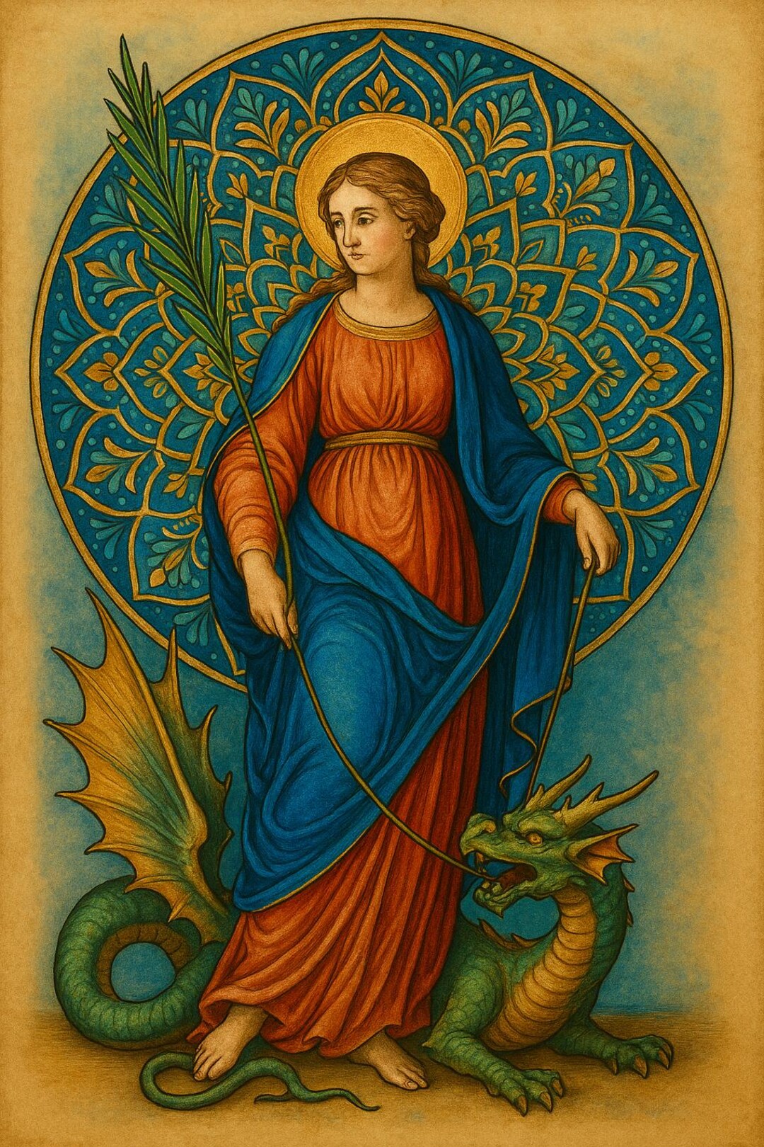 Saint Margaret of Antioch With Dragon | Byzantine Icon Printable ...
