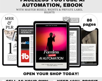 Faceless YouTube PLR Ebook | Canva Template | YouTube Automation, SEO, Video Ideas, Monetization Guide, Resell Rights Digital Product