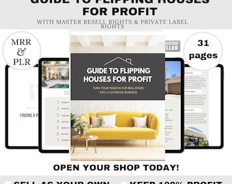 Ebook PLR de compraventa de viviendas inmobiliarias / Plantilla editable de Canva, guía de inversión y renovación, derechos de reventa, producto digital para generar ingresos pasivos