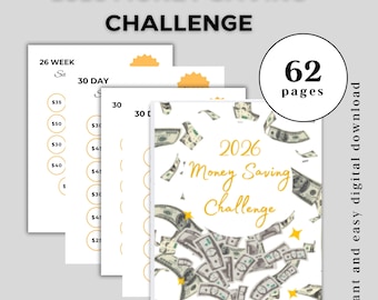 Planificador de ahorro 2026 / Registro de ahorros de 100 sobres y 52 semanas / Diario de presupuesto y gastos / Canva KDP Interior