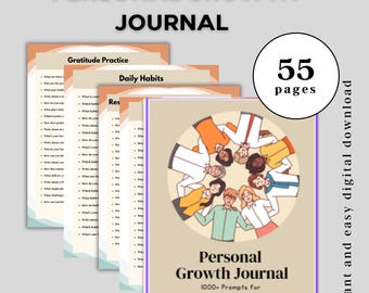 Personal Growth Journal | Guided Self-Reflection Prompts | Mindset, Gratitude & Self-Care Workbook | Printable PDF and KDP Interior