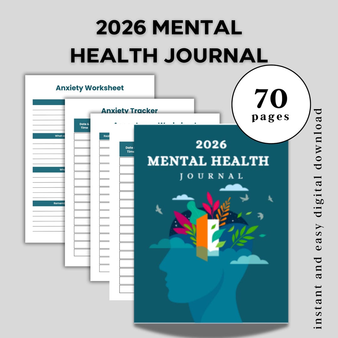 2026 Mental Health Journal & Wellness Planner | Therapy Worksheets ...