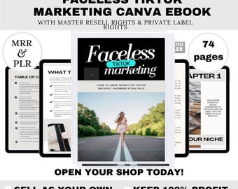Faceless TikTok Marketing PLR Ebook | Canva Editable Digital Marketing Guide, TikTok Strategy, Social Media & Passive Income Template