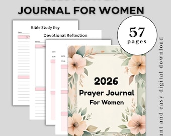 2026 Prayer Journal for Women | Daily & Monthly Faith Planner | Scripture and Gratitude Notebook | Christian Journal