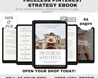 Pinterest PLR Ebook | Editable Canva Template | Pinterest Strategy Guide, Faceless Marketing, Social Media PLR Digital Product