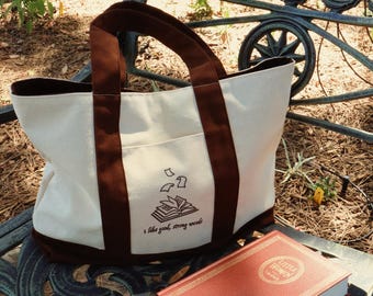 Embroidered Canvas Tote Bag – Little Women Inspired Literary Reader Bag
