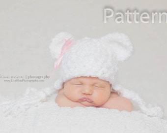 PDF CROCHET PATTERN Bear Ear Flap Hat, Ear Flap Hat, Baby Boy Hat, Baby Girl Hat, Crochet Baby Hat, Newborn Baby Hat, Newborn Prop, Baby Hat