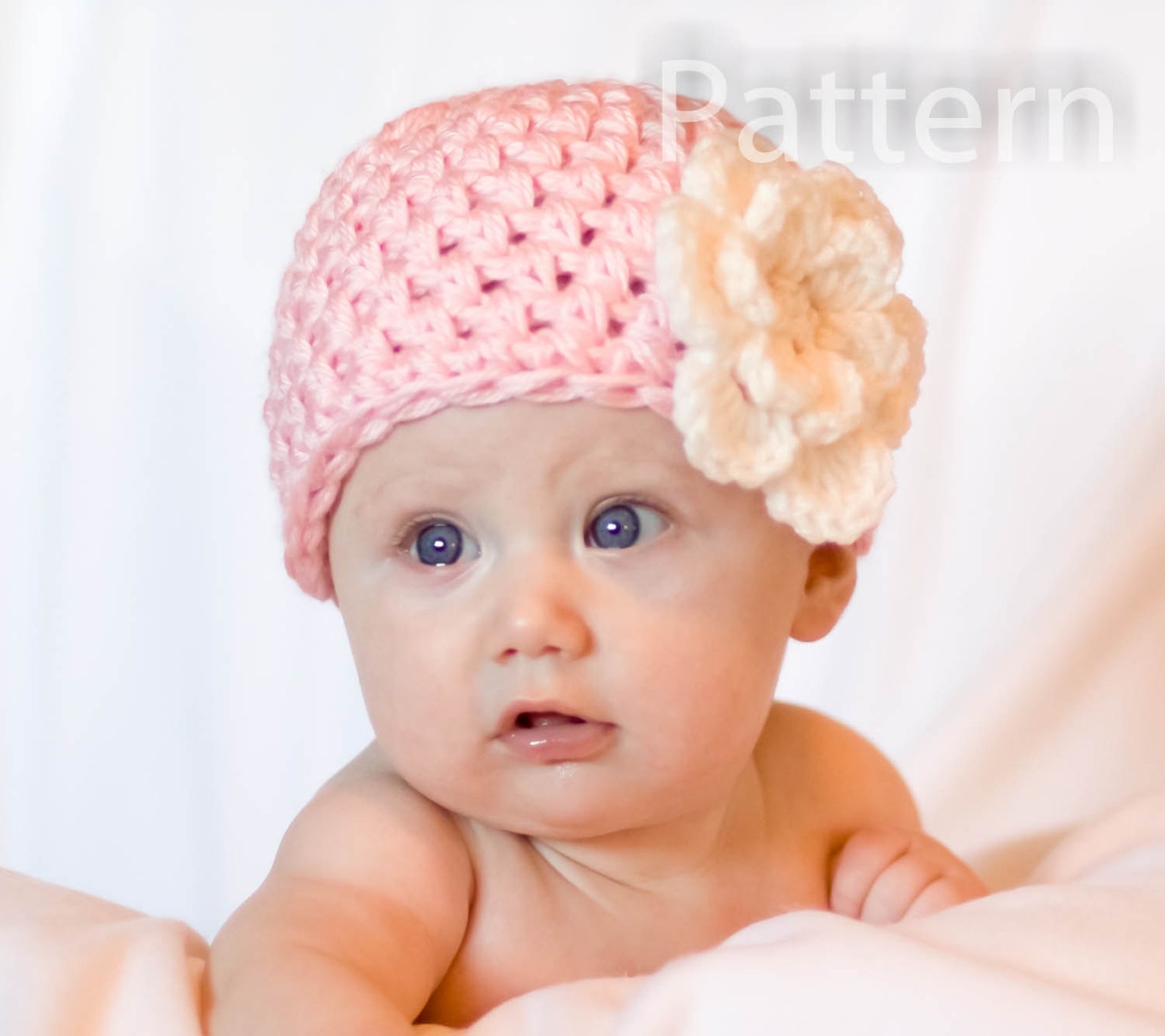 PDF CROCHET PATTERN Crochet Chunky Flower Beanie Hat Newborn 0-3 and 3 ...