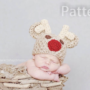PDF CROCHET PATTERN Crochet Rudolph Hat, Baby Rudolph Hat ...