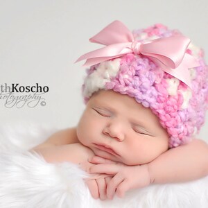 PDF CROCHET PATTERN Crochet Baby Girl Chunky Hat With Bow, Newborn Beanie, Baby Newborn Hat, Baby Girl, Baby Girl Beanie, Newborn Girl Hat image 2
