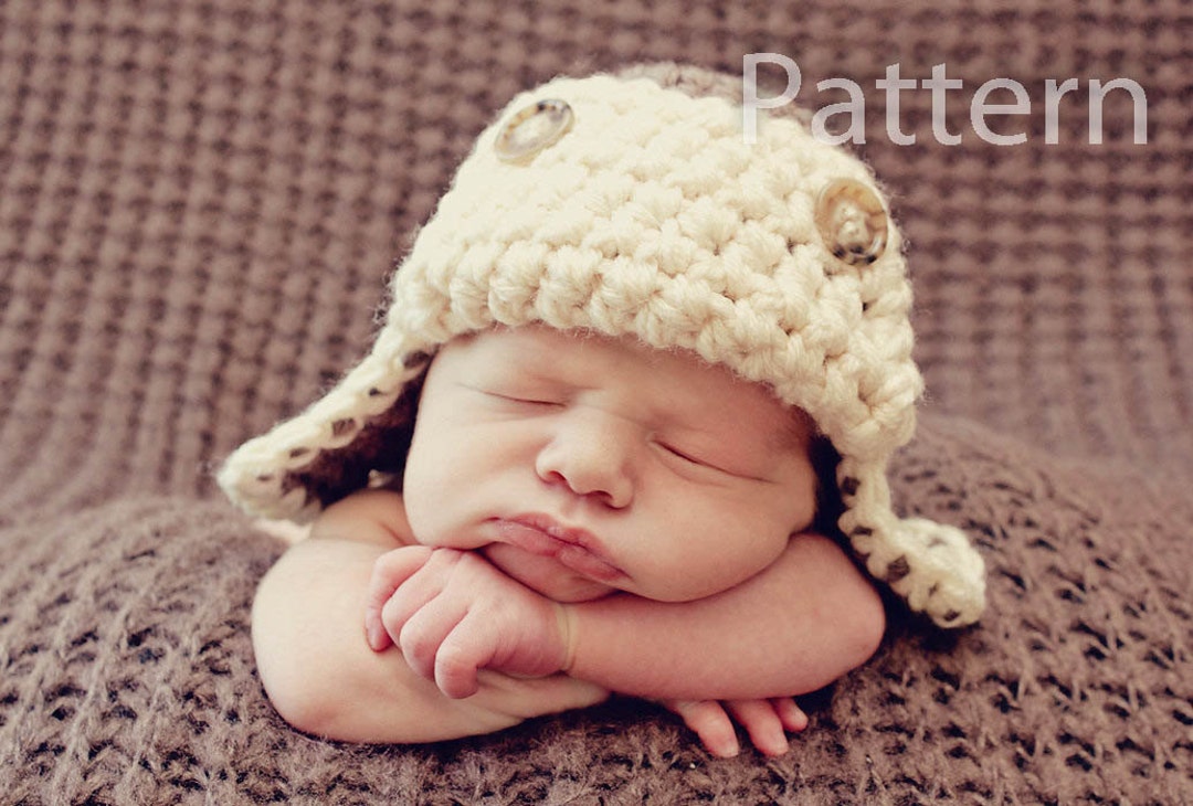 PDF CROCHET PATTERN Aviator Hat, Baby Boy Hat, Crochet Baby Hat, Baby Newborn Hat, Baby Hat