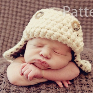 PDF CROCHET PATTERN Aviator Hat, Baby Boy Hat, Crochet Baby Hat, Baby Newborn Hat, Baby Hat, Newborn Prop, Baby Boy, Newborn Boy Hat