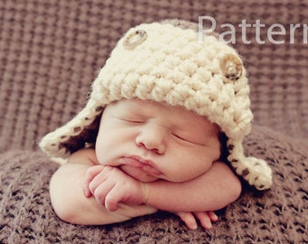 PDF CROCHET PATTERN Aviator Hat, Baby Boy Hat, Crochet Baby Hat, Baby Newborn Hat, Baby Hat, Newborn Prop, Baby Boy, Newborn Boy Hat