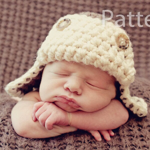 PDF CROCHET PATTERN Aviator Hat, Baby Boy Hat, Crochet Baby Hat, Baby Newborn Hat, Baby Hat, Newborn Prop, Baby Boy, Newborn Boy Hat