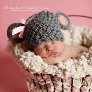 PDF CROCHET PATTERN Crochet Mouse Hat, Baby Mouse Hat, Mouse Beanie, Mouse Hat, Animal Hat, Baby Girl Hat, Newborn Baby Hat Crochet Baby Hat