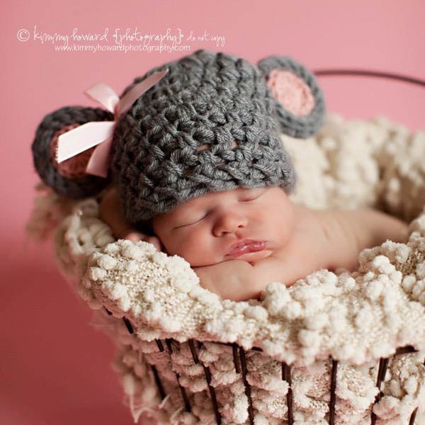 PDF CROCHET PATTERN Crochet Mouse Hat, Baby Mouse Hat, Mouse Beanie, Mouse Hat, Animal Hat, Baby Girl Hat, Newborn Baby Hat Crochet Baby Hat