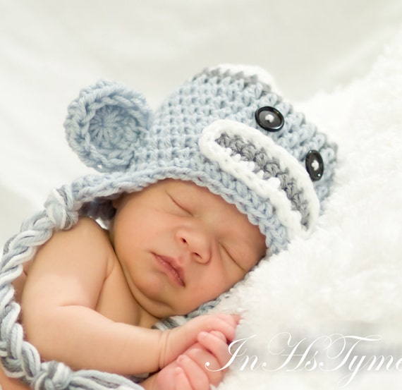 Items similar to Sock Monkey Hat, Baby Boy Hat, Ear Flap Hat, Crochet