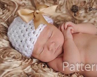 PDF CROCHET PATTERN Crochet Baby Girl Hat With Bow, Newborn Beanie, Baby Newborn Hat, Baby Girl, Baby Girl Beanie, Newborn Girl Hat
