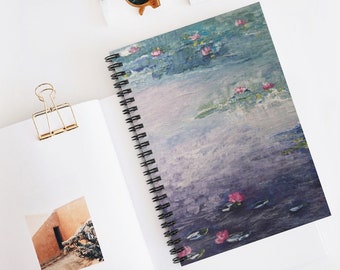 Water lilies Monet inspired artwork Spiral Notebook - Ruled Line