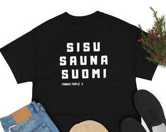 Sisu, Sauna, Suomi, Finnish Triple S Unisex Heavy Cotton Tee S-5XL