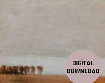 Moody Landscape, Vintage Nature Print, Farmhouse Country Painting, Printable Wall Art, Digital Download, Rustic Cottage Wall Decor