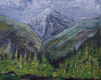 Dans la nature 5.9 « x3.9 » ORIGINAL Art abstrait Paysage Acrylique Peinture de montagne Cadeau Art par Vera Staha