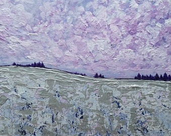 Winter in Utsjoki Original abstract landscape made on canvas 30x40cm, approx. 12x16 inches Modern Wall Art by Vera Staha