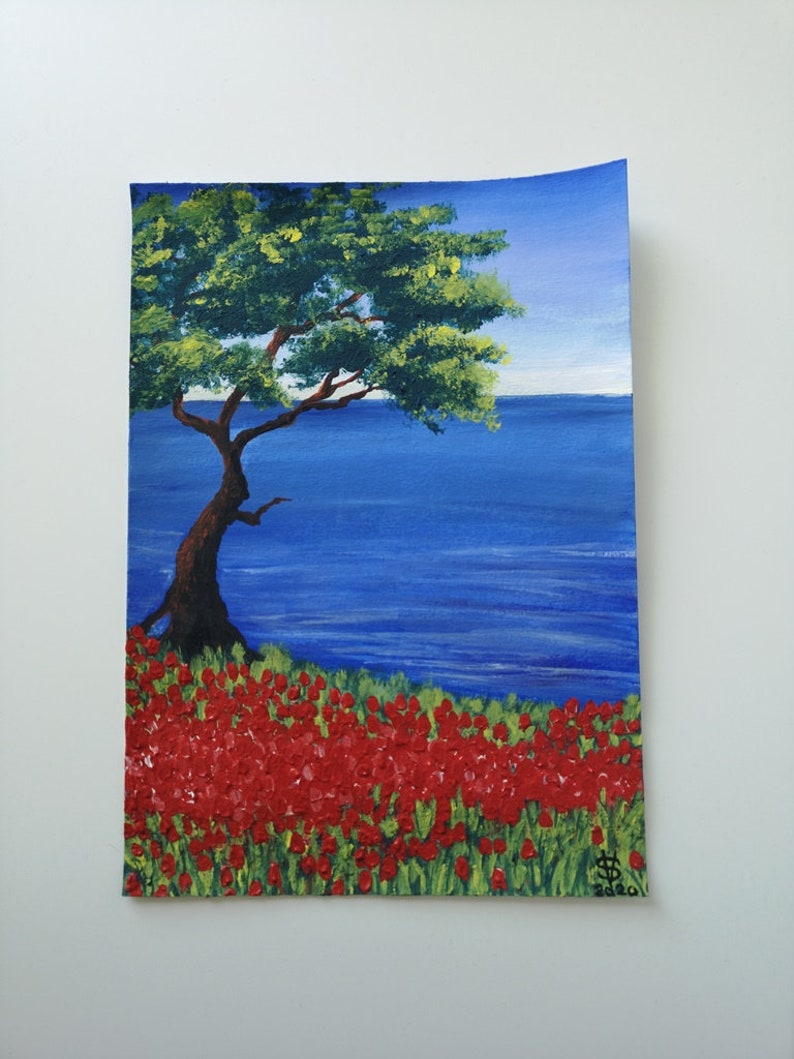 By the sea acrylic painting made on A4 size paper Etsy