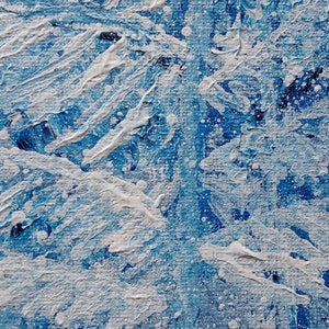 First Snow Original Abstract Painting Acrylic Winter Scenery Artwork made on canvas panel size 20 x 20cm 8x8 inches image 5