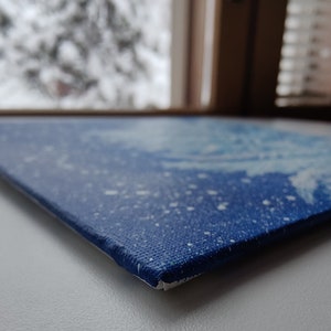 First Snow Original Abstract Painting Acrylic Winter Scenery Artwork made on canvas panel size 20 x 20cm 8x8 inches image 10