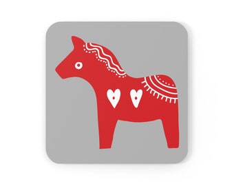 Dala Horse Folk Art Horse Cork Coaster