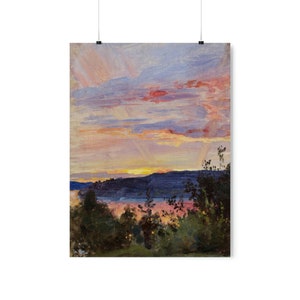 Vintage 1893 Finnish Countryside Summer Painting Sunset by Eero Järnefelt Premium Matte Vertical Posters