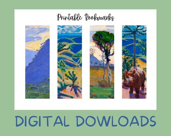 Akseli Gallen-Kallela pack of 4 Printable Art Bookmarks, Digital Bookmark Download, African Motif Bookmark Set, Bookworm gift