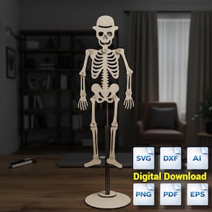 Wooden Skeleton SVG, Movable Skeleton Puppet, Laser Cut Vector Design