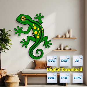 Gecko SVG Layered cut file, 3D Gecko Design for Laser Cutting, Cricut, Digital Download