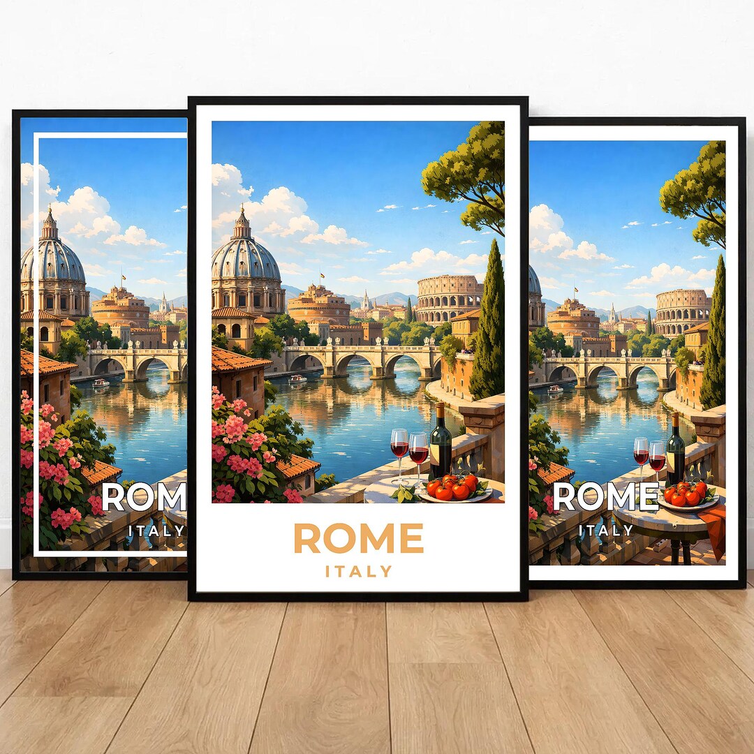 Window View Poster Rome Rome Italy Travel Poster Vintage Wall Art Print, Rome Decor, Italian ...