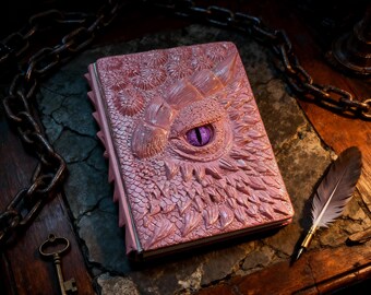 Pink Dragon Eye Journal – Gothic Fantasy Embossed Resin A5 Notebook
