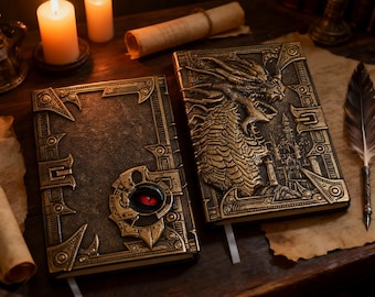 Vintage Embossed Dragon Journal | Medieval Fantasy Notebook | European Gothic Diary Gift for Writers