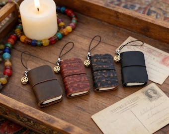 Mini quaderno in pelle con incisione personalizzata, diario tascabile personalizzato, diario portachiavi, agenda in pelle multifunzionale, regalo per lui/lei