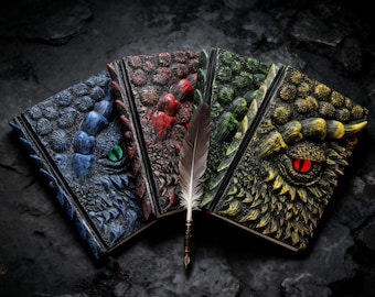 3D Dragon Eye Journal – Handmade Gothic Fantasy A5 Notebook