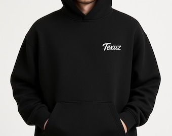 Oversized Streetwear Hoodie | Black Unisex Pullover Sweatshirt Texus