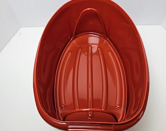 Tupperware Roast Turkey Flavor Savor Pan Oval Paprika Orange Rack Lid 12.5" 487