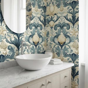 Seashell-behang kust: elegante muurschildering strandhuis