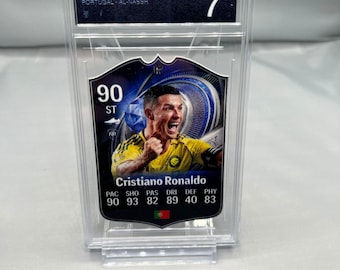 Tarjeta coleccionable de Cristiano Ronaldo de EAFC FIFA en estuche acrílico. Incluye soporte, ¡tal como se ve en la imagen!