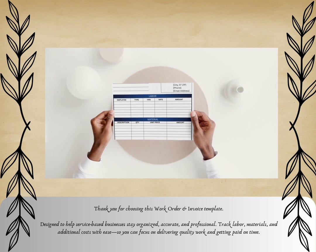 Invoice Examples Task Order Work Order & Invoice Template | Service Invoice for Contractors and ...