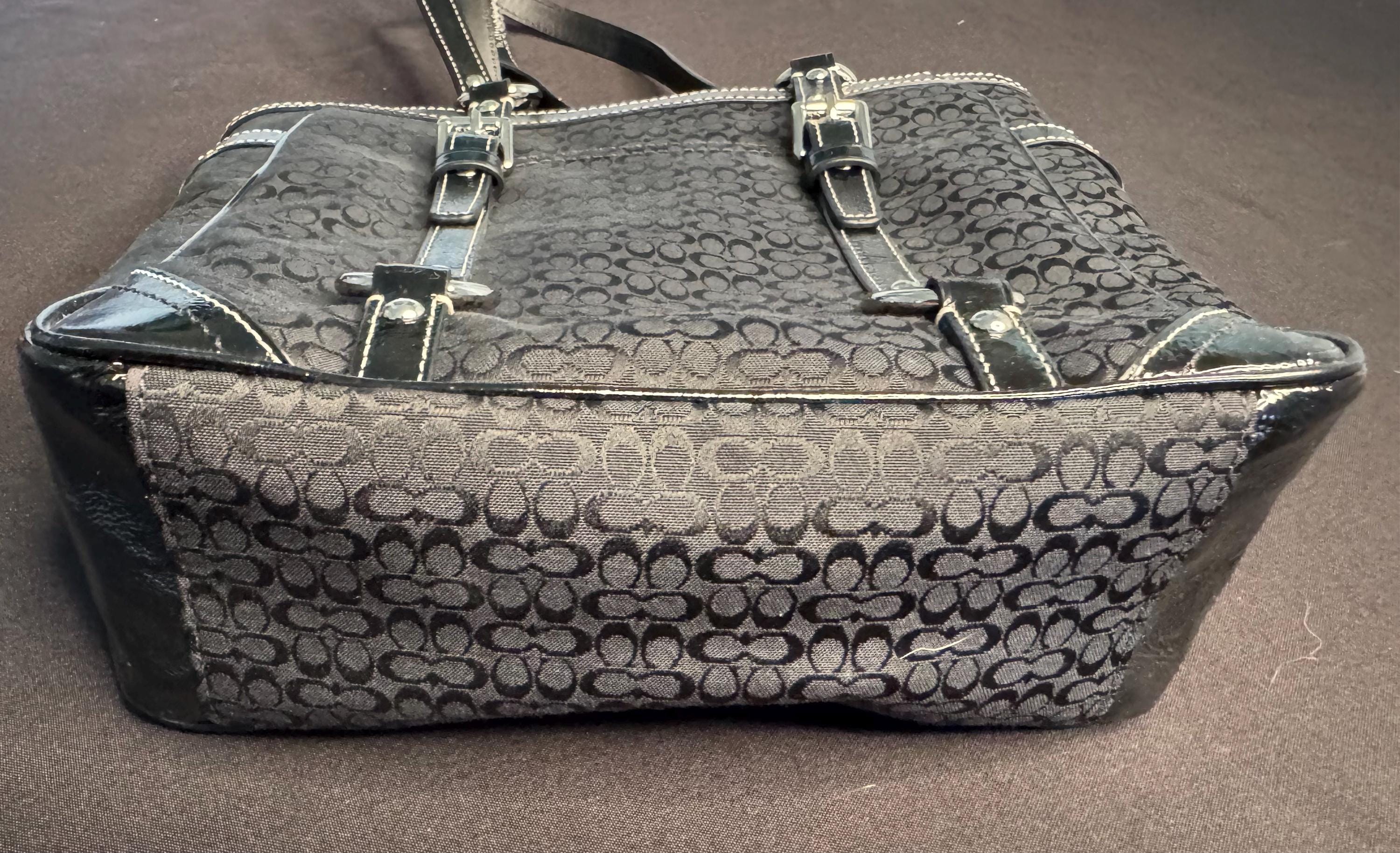 Vintage Coach Grey Signature Canvas Tote Shoulder Bag Vintage y2k coach purses ♡ | 2000s Vintage Coach black  main image 2