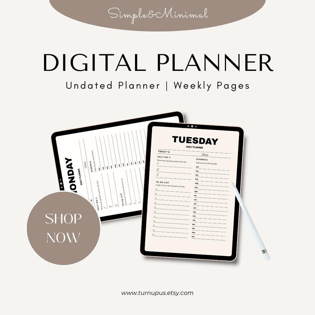 Printable Daily Planner, Beautiful Digital Scheduler for Daily Tasks ...