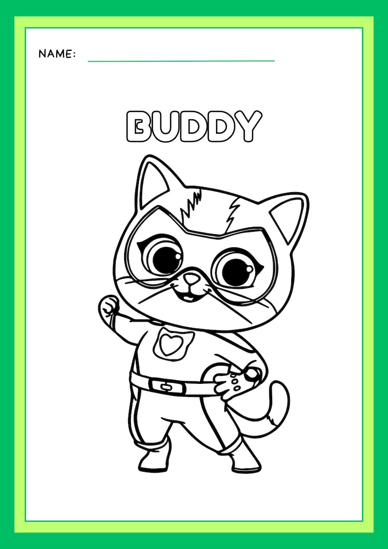 Super Kitties Coloring Pages: Hero Cats Printable Activity (Digital Download) image 3