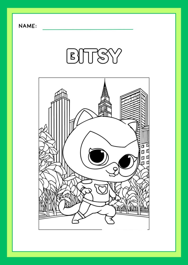 Super Kitties Coloring Pages: Hero Cats Printable Activity (Digital Download) image 6