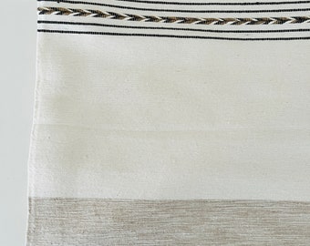 organic cotton and linen blanket hand woven natural striped color block throw